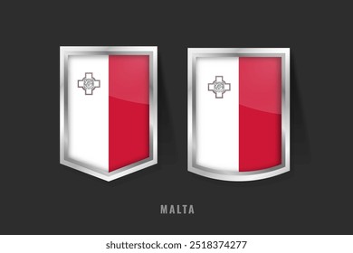 Ilustración vectorial del logotipo de la etiqueta MALTA. MALTA Signo de la insignia MALTA con la bandera, Plantilla maltesa de los Anuncios de la etiqueta del Producto.