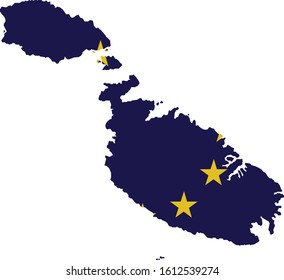 vector illustration of Malta map with EU flag on white background