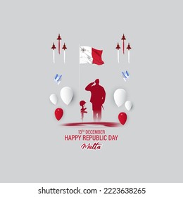 Cartel del día de la república de Malta