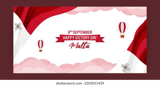 Vector illustration of Malta Victory Day social media story feed template