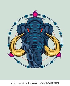ilustración vectorial de un mamut con marfil grande
