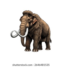 ilustração vetorial de um mamute sobre um fundo branco
