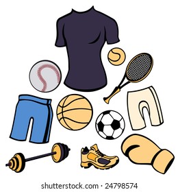 Vector illustration of man accessories set related to sport life style.