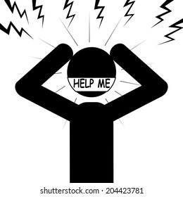 Vector , illustration. A man is asking for help.
