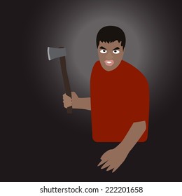 Vector illustration man with axe