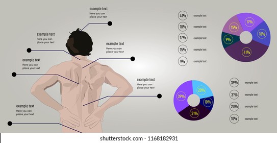 Vector illustration of a man with a back pain schedule and statistics
