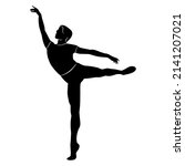 Vector illustration with man ballet dancer. Male body fit shadow shape isolated on white background. Ballet studio logo design. 