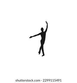 Ilustración vectorial con bailarín de ballet masculino. El cuerpo masculino se ajusta a la forma de la sombra.Diseño del logo del estudio de ballet.Vector del hombre en ballet.Inscripción de la ilustración de Dance.Vector aislada en fondo blanco. EPS 10.