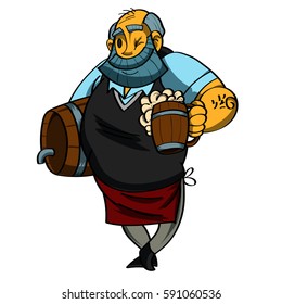 Vector illustration of a man with a beer in a full-length