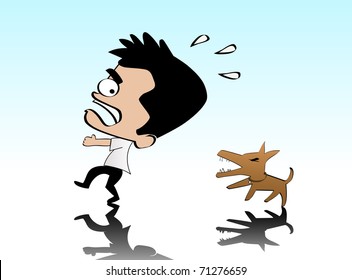ilustración vectorial de un hombre perseguido por un perro