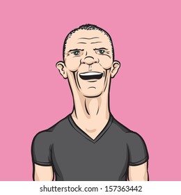 Vector illustration of man in black t-shirt. Easy-edit layered vector EPS10 file scalable to any size without quality loss. High resolution raster JPG file is included.