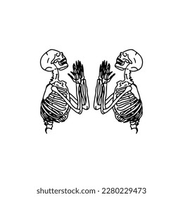 vector illustration of man bone praying