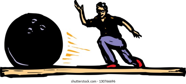 Vector illustration of man bowling