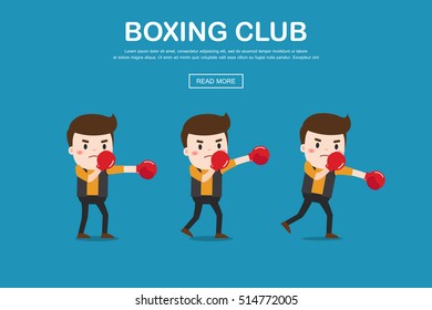 Vector illustration of man with boxing gloves.