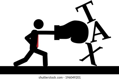 Vector / illustration. A man is boxing the taxes.