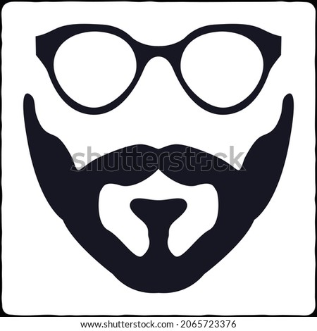  Vector illustration man bread, Design Elements, Mustache with beard sign