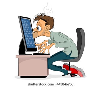 Vector illustration of a man burning at work