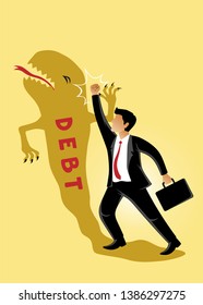 vector illustration of man in a business suit fighting with his evil shadow
