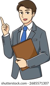 Vector illustration of a man businessman holding a file