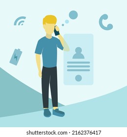 vector illustration man calling with a phone 