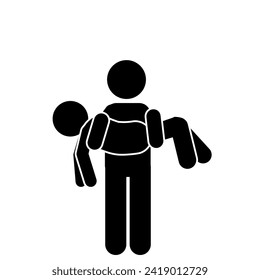  vector illustration of a man carrying an unconscious person
