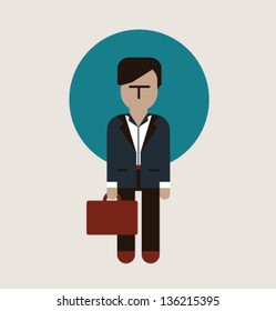 Vector illustration. Man with case