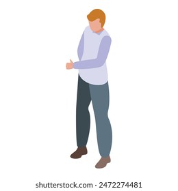 Vector illustration of a man in casual attire standing with folded arms in an isometric view