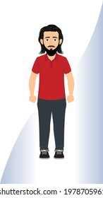 Vector illustration of man in casual clothes under the white background. Cartoon realistic people illustration. Flat young man. Front view man