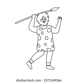 Vector illustration of man and caveman logo. Set of man and hunter stock symbol for web.