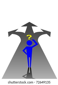 vector illustration of a man choosing the right path