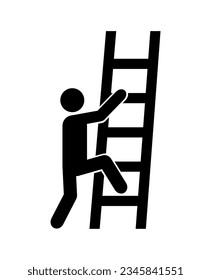 vector illustration of man climbing icon on white background