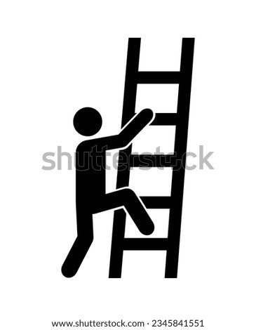 vector illustration of man climbing icon on white background