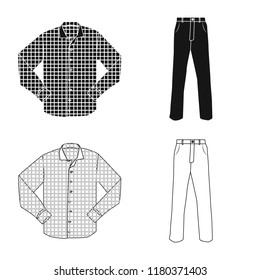 Vector illustration of man and clothing icon. Collection of man and wear stock symbol for web.