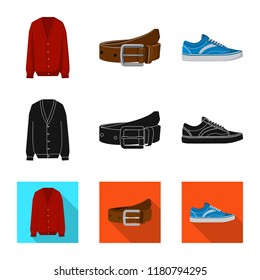 Vector illustration of man and clothing icon. Collection of man and wear stock symbol for web.