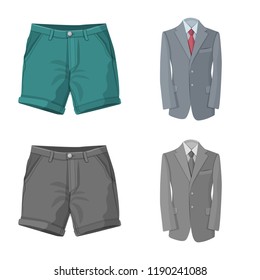 Vector illustration of man and clothing icon. Set of man and wear vector icon for stock.