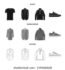 Vector illustration of man and clothing icon. Collection of man and wear stock vector illustration.