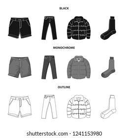 Vector illustration of man and clothing icon. Collection of man and wear stock symbol for web.