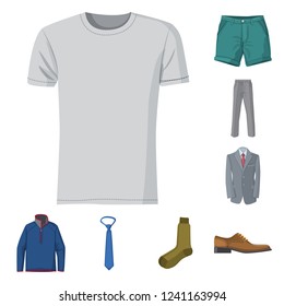 Vector illustration of man and clothing icon. Set of man and wear stock vector illustration.
