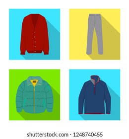 Vector illustration of man and clothing icon. Set of man and wear stock vector illustration.