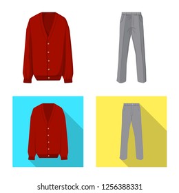 Vector illustration of man and clothing icon. Set of man and wear stock symbol for web.