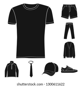 Vector illustration of man and clothing icon. Set of man and wear stock vector illustration.
