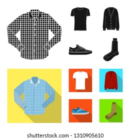 Vector illustration of man and clothing icon. Set of man and wear vector icon for stock.