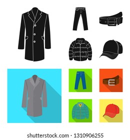 Vector illustration of man and clothing icon. Set of man and wear stock symbol for web.