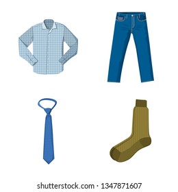 Vector illustration of man and clothing icon. Collection of man and wear stock symbol for web.