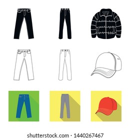 Vector illustration of man and clothing icon. Collection of man and wear stock symbol for web.