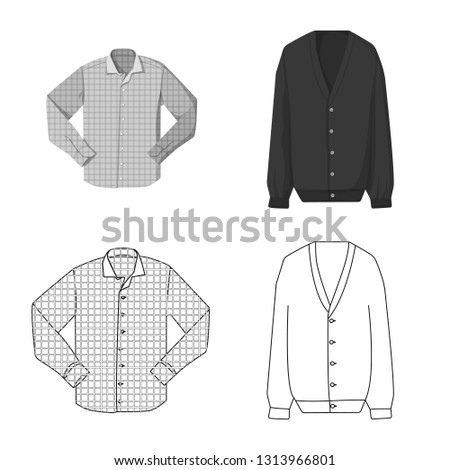 Vector illustration of man and clothing icon. Set of man and wear stock vector illustration.