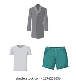 Vector illustration of man and clothing logo. Collection of man and wear vector icon for stock.