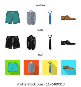 Vector illustration of man and clothing logo. Set of man and wear vector icon for stock.