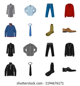 Vector illustration of man and clothing logo. Collection of man and wear stock symbol for web.
