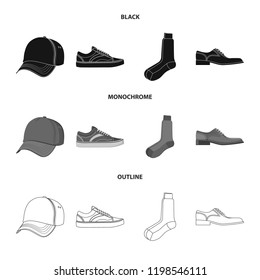 Vector illustration of man and clothing logo. Set of man and wear stock symbol for web.